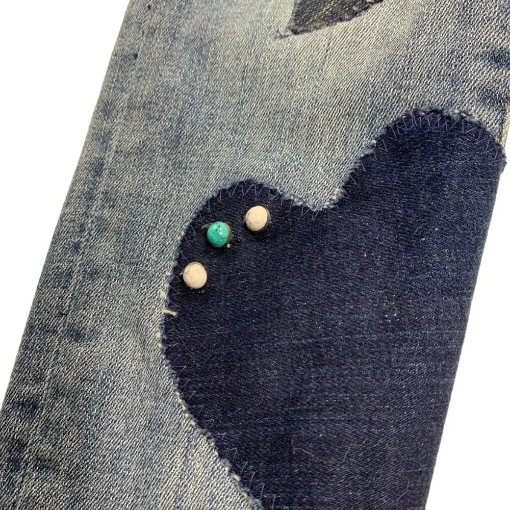 Gap Jeans Jeggings Heart Applique Patched Distressed Denim Girls 12